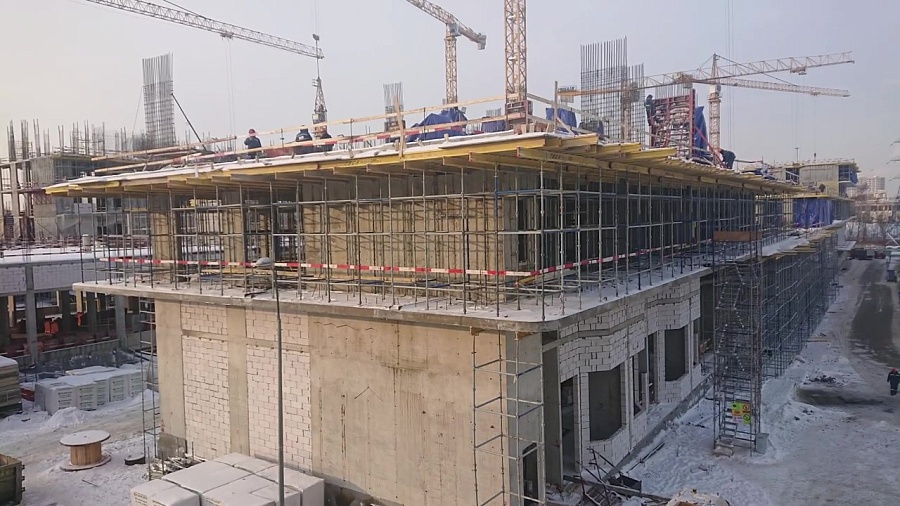 Устройство монолитных конструкций второго этажа основного корпуса 