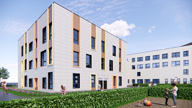 Учебный корпус на 550 мест с дошкольным отделением на 225 мест